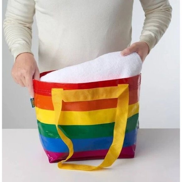 $5 WHEN BUNDLED IKEA Small Rainbow Color Reusable Shopping Tote Bag - Picture 1 of 9